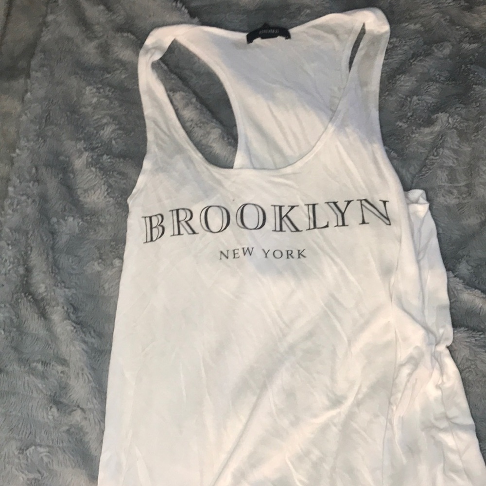 White graphic tank top